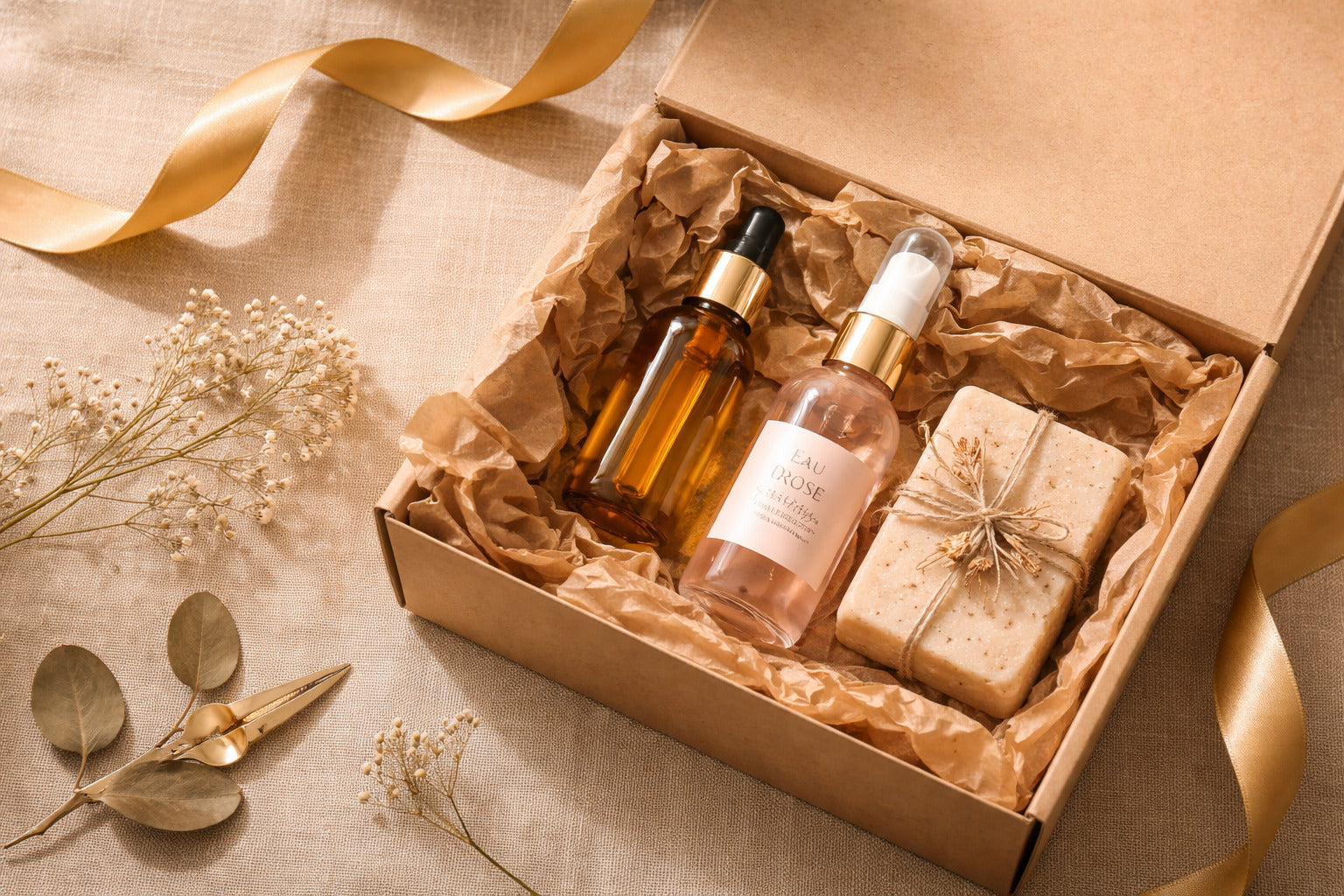 Collection Coffrets NWAR - coffret cadeau kraft avec ruban dore