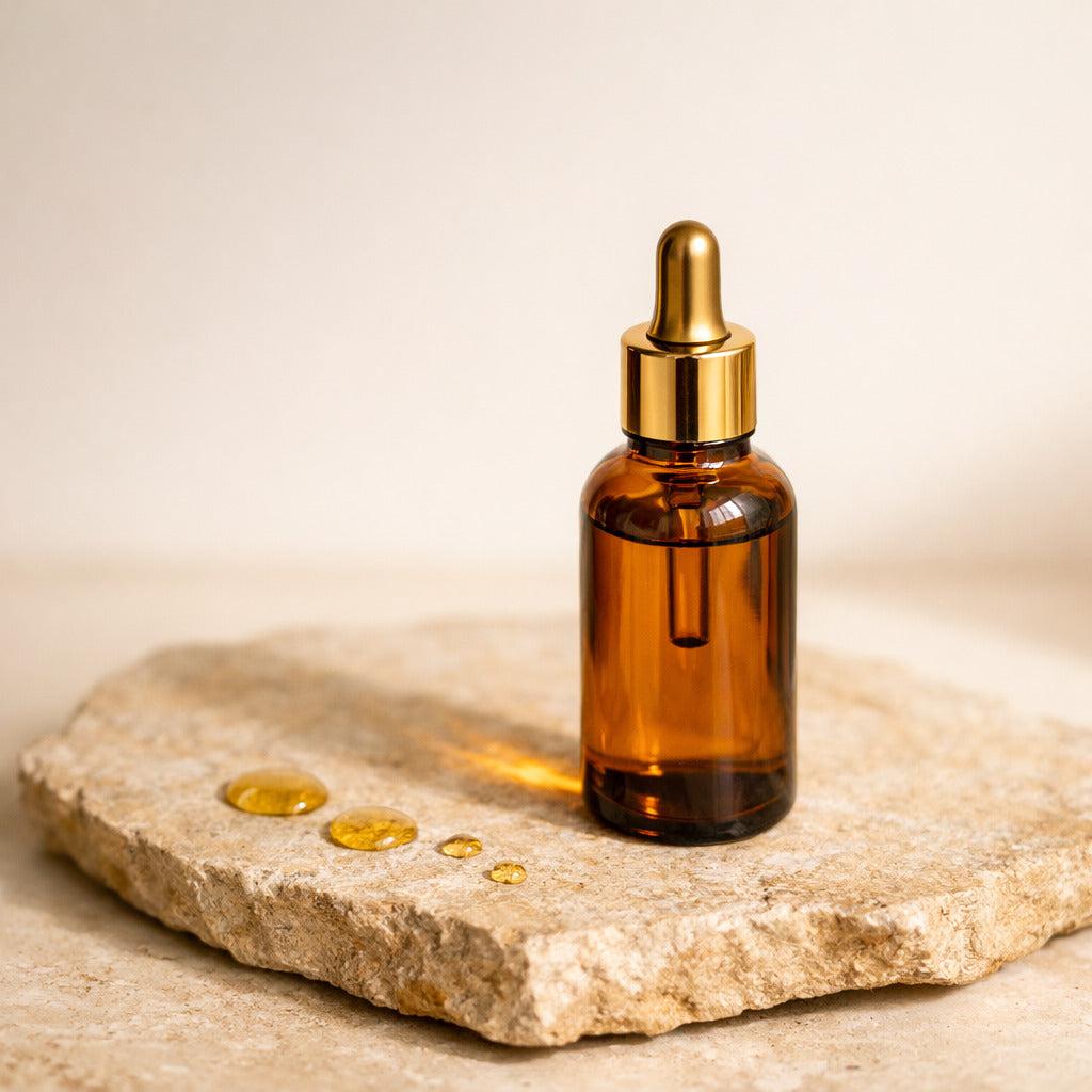 Huile d'argan bio NWAR 50ml - flacon ambre sur pierre naturelle