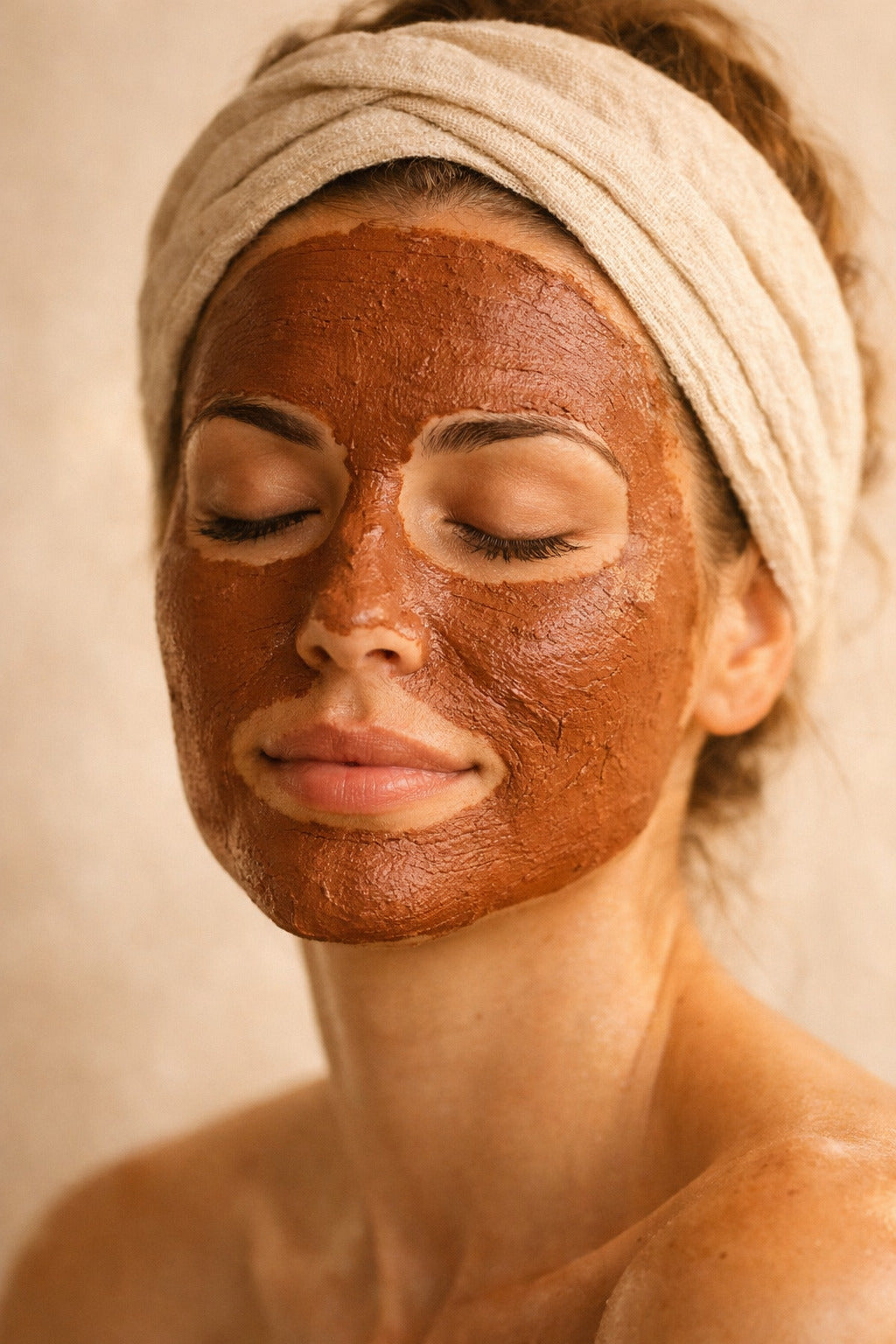 Masque ghassoul sur visage - rituel soin naturel