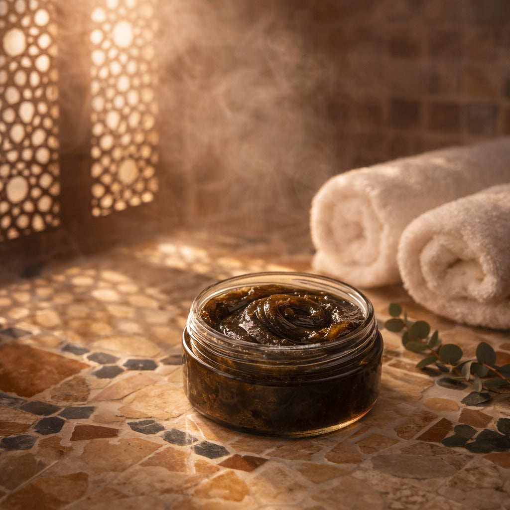 Ambiance hammam marocain - savon noir et accessoires traditionnels